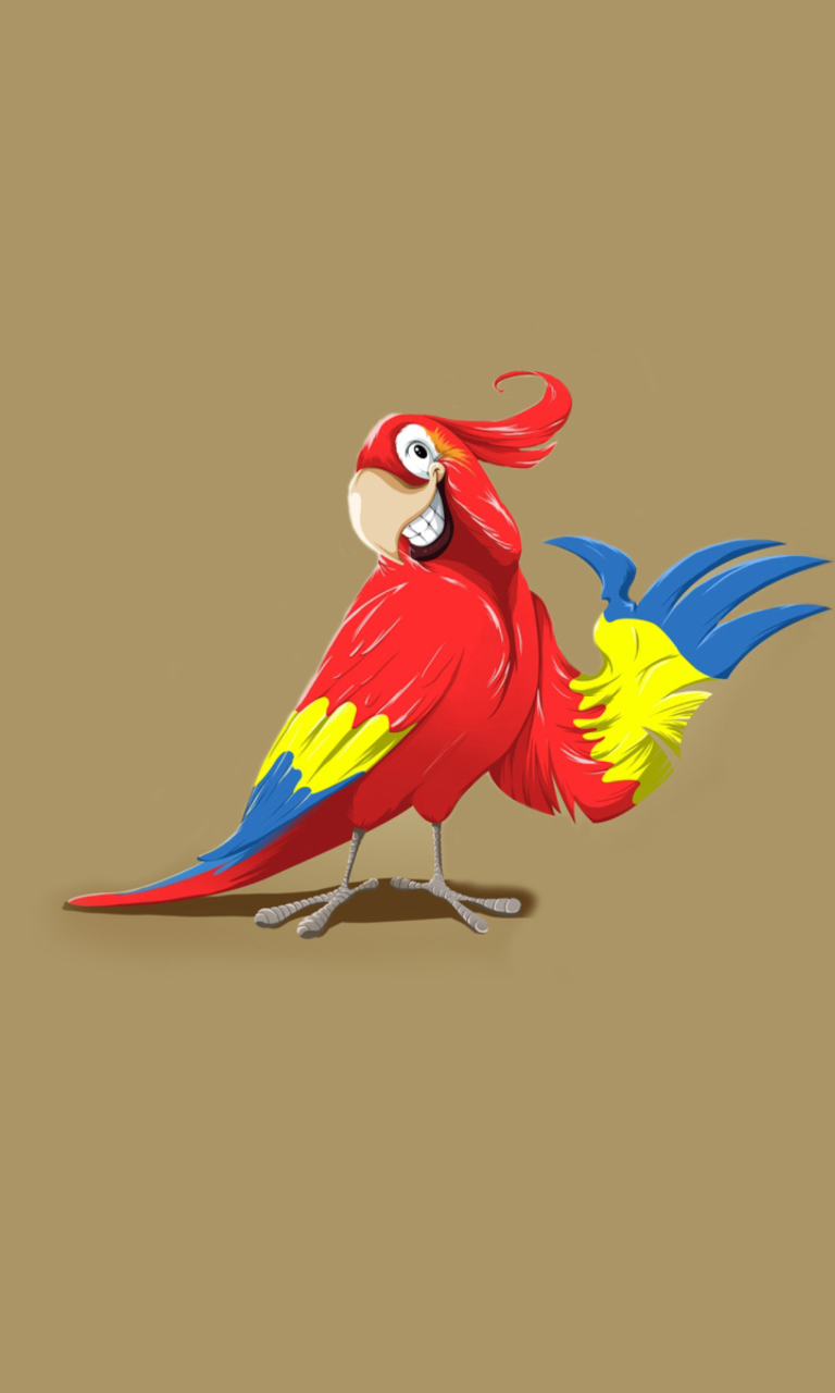 Обои Funny Parrot Drawing 768x1280