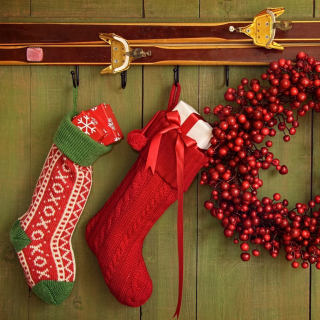 Kostenloses Merry Christmas Stockings Wallpaper für 128x128