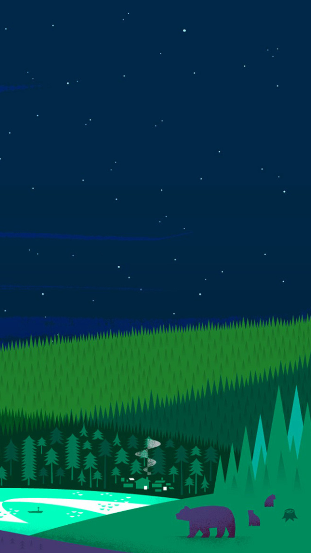 Graphics night and bears in forest screenshot #1 640x1136