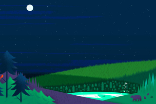 Graphics night and bears in forest Wallpaper for Android, iPhone and iPad