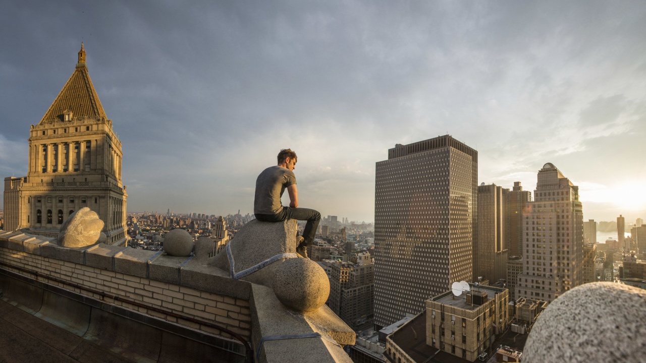 Lonely Man on Roof wallpaper 1280x720