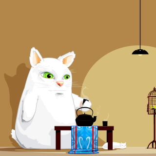 Japanese Cat Breakfast - Obrázkek zdarma pro 128x128