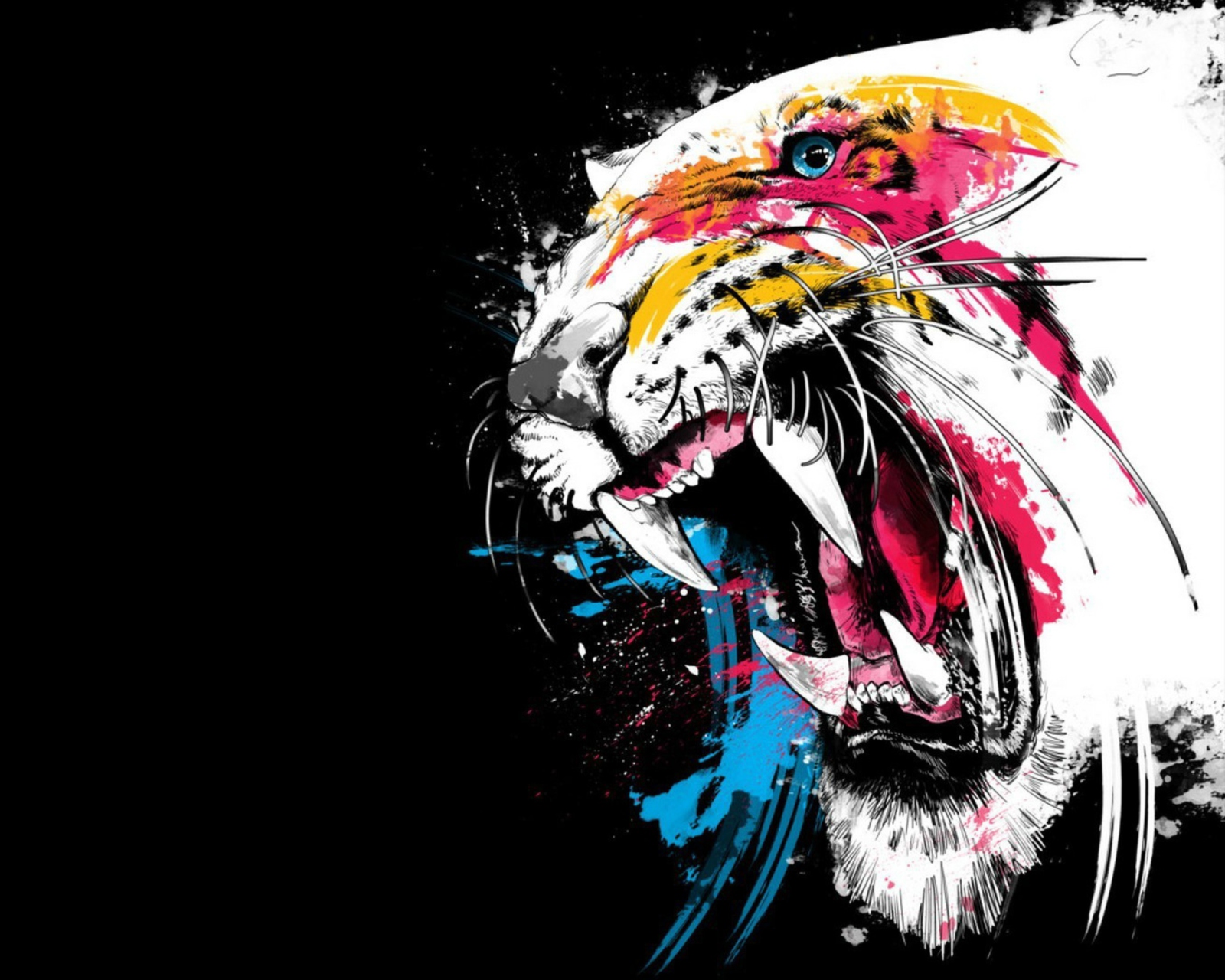 Обои Tiger Colorfull Paints 1600x1280