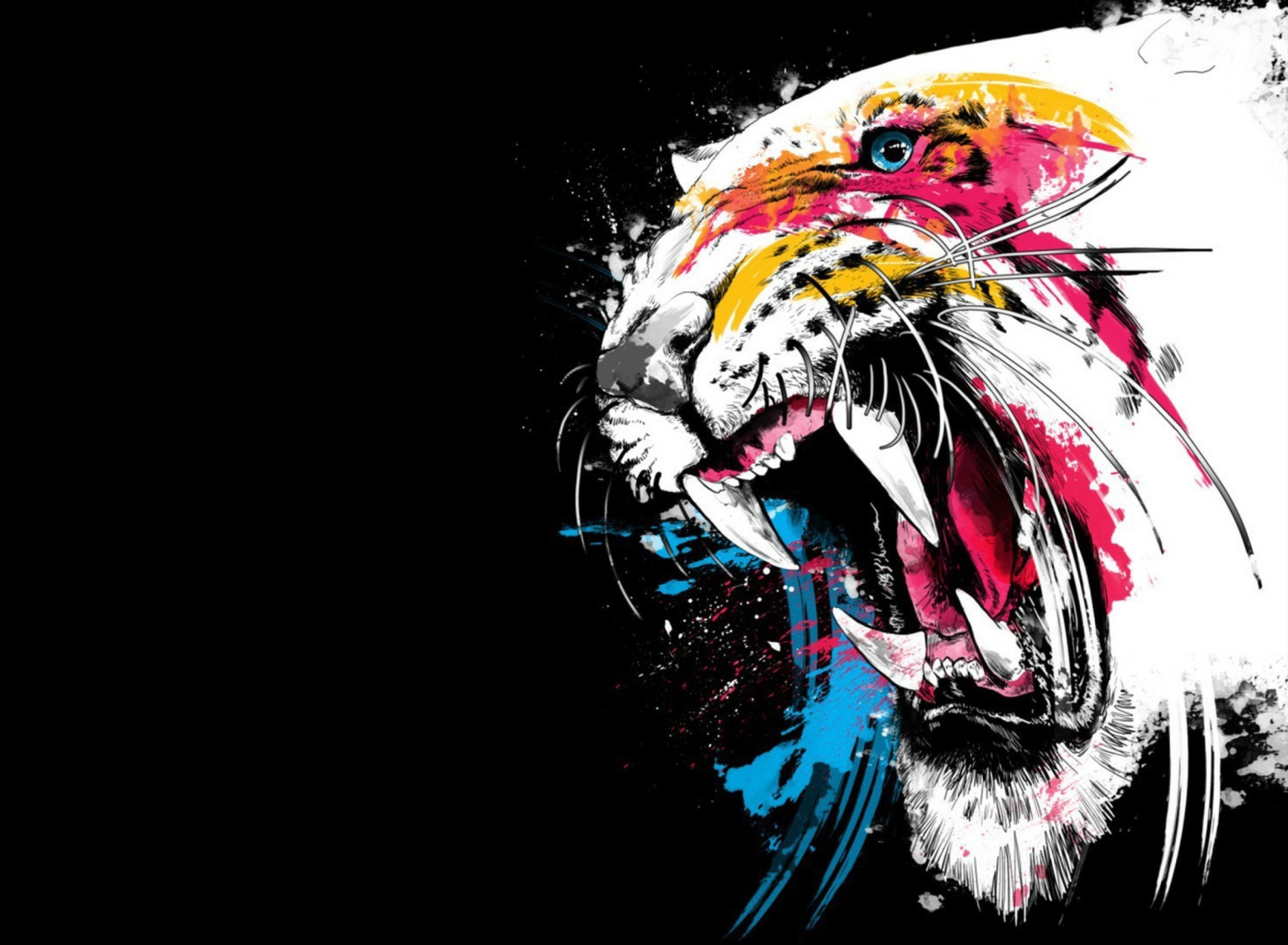 Sfondi Tiger Colorfull Paints 1920x1408