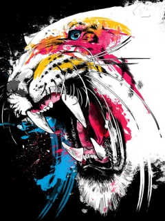 Fondo de pantalla Tiger Colorfull Paints 240x320