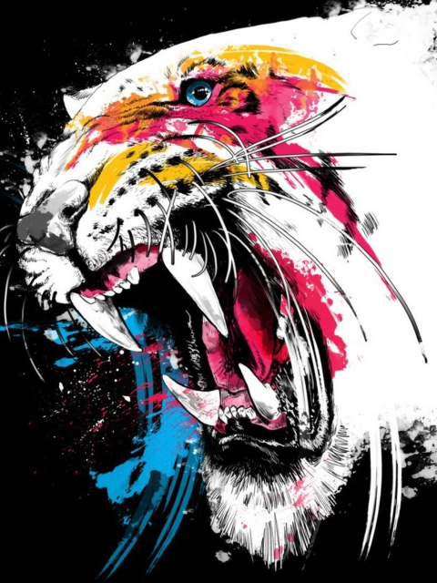 Screenshot №1 pro téma Tiger Colorfull Paints 480x640