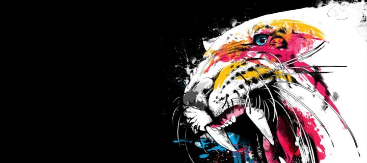 Обои Tiger Colorfull Paints 720x320