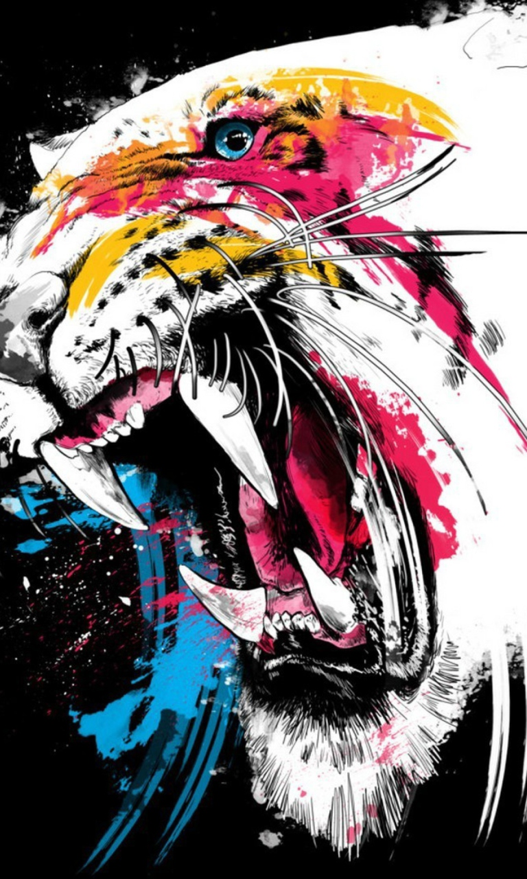Tiger Colorfull Paints wallpaper 768x1280
