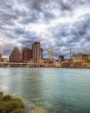 Sfondi USA Sky Rivers Bridges Austin TX Texas Clouds HDR 128x160