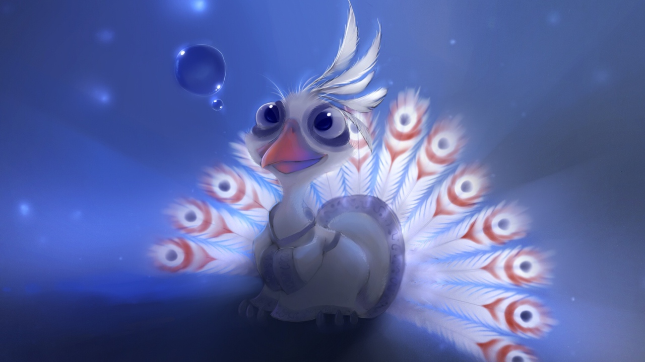 Sfondi White Peacock Painting 1280x720