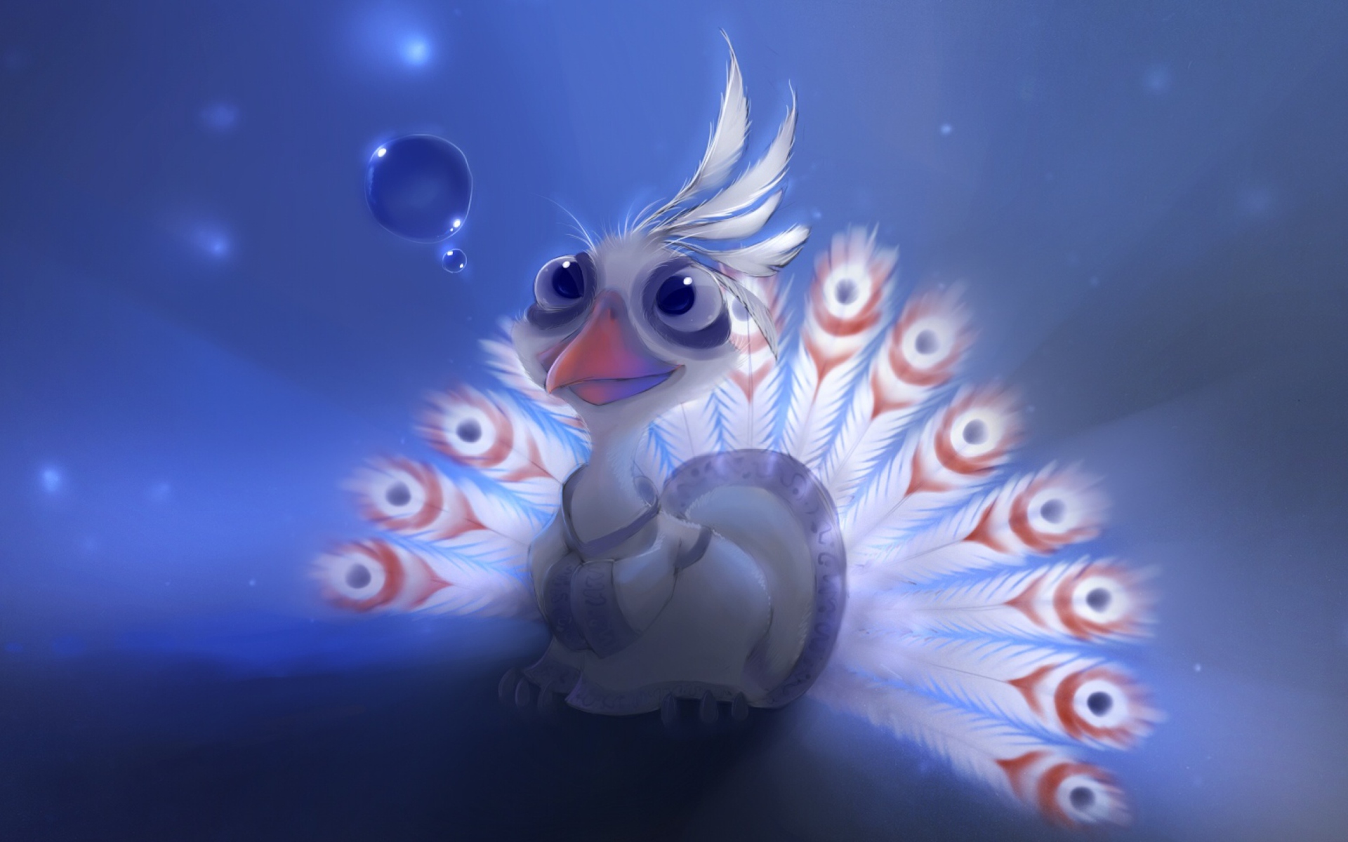 Das White Peacock Painting Wallpaper 1920x1200