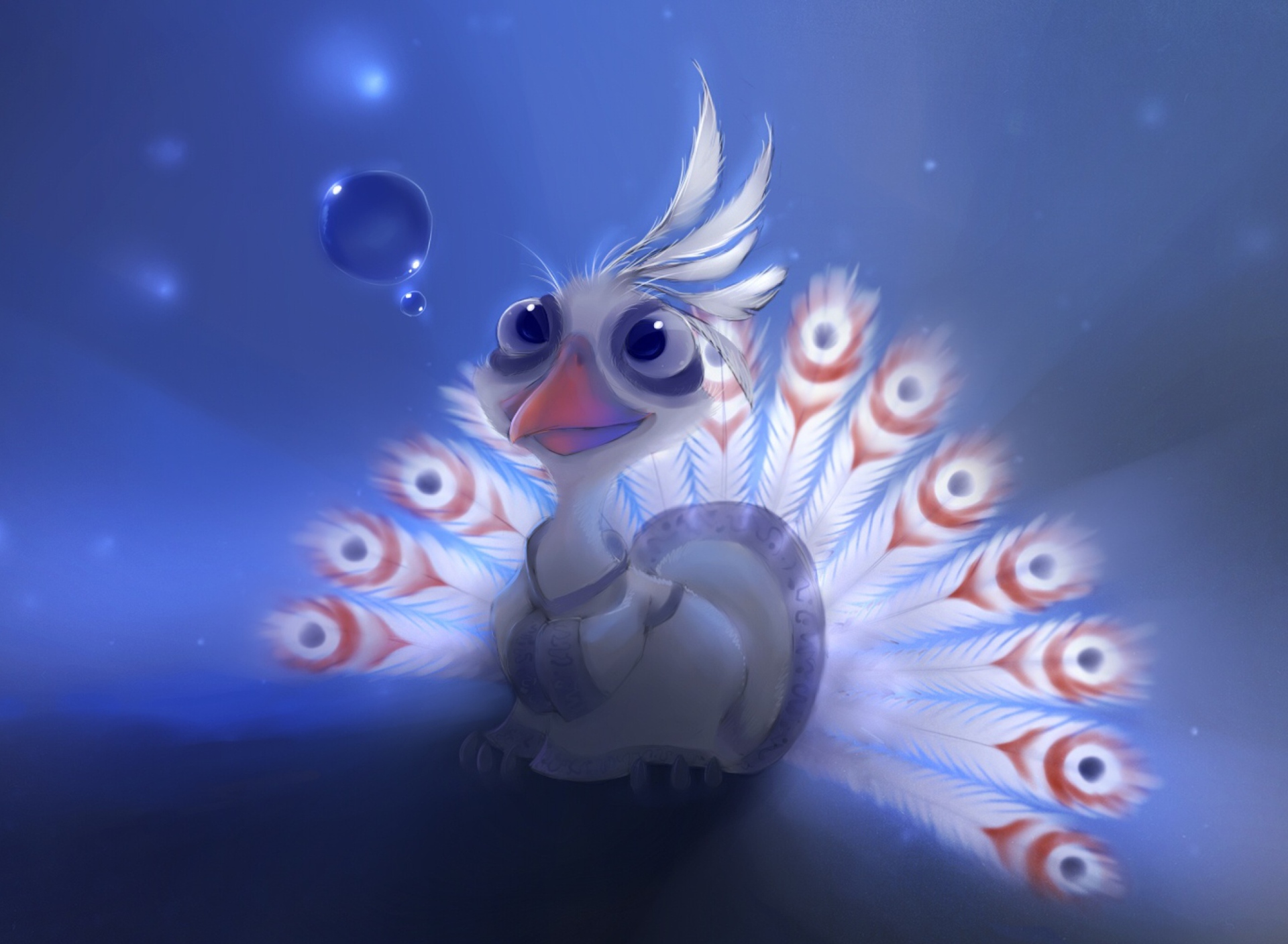 White Peacock Painting wallpaper 1920x1408