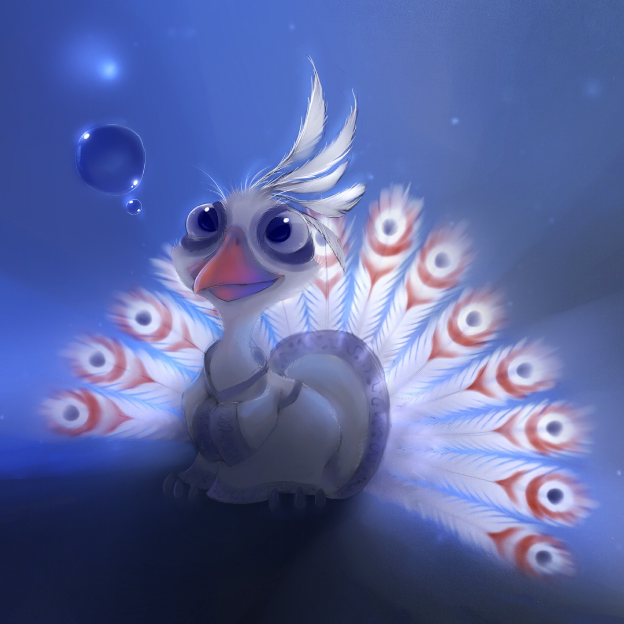 Screenshot №1 pro téma White Peacock Painting 2048x2048