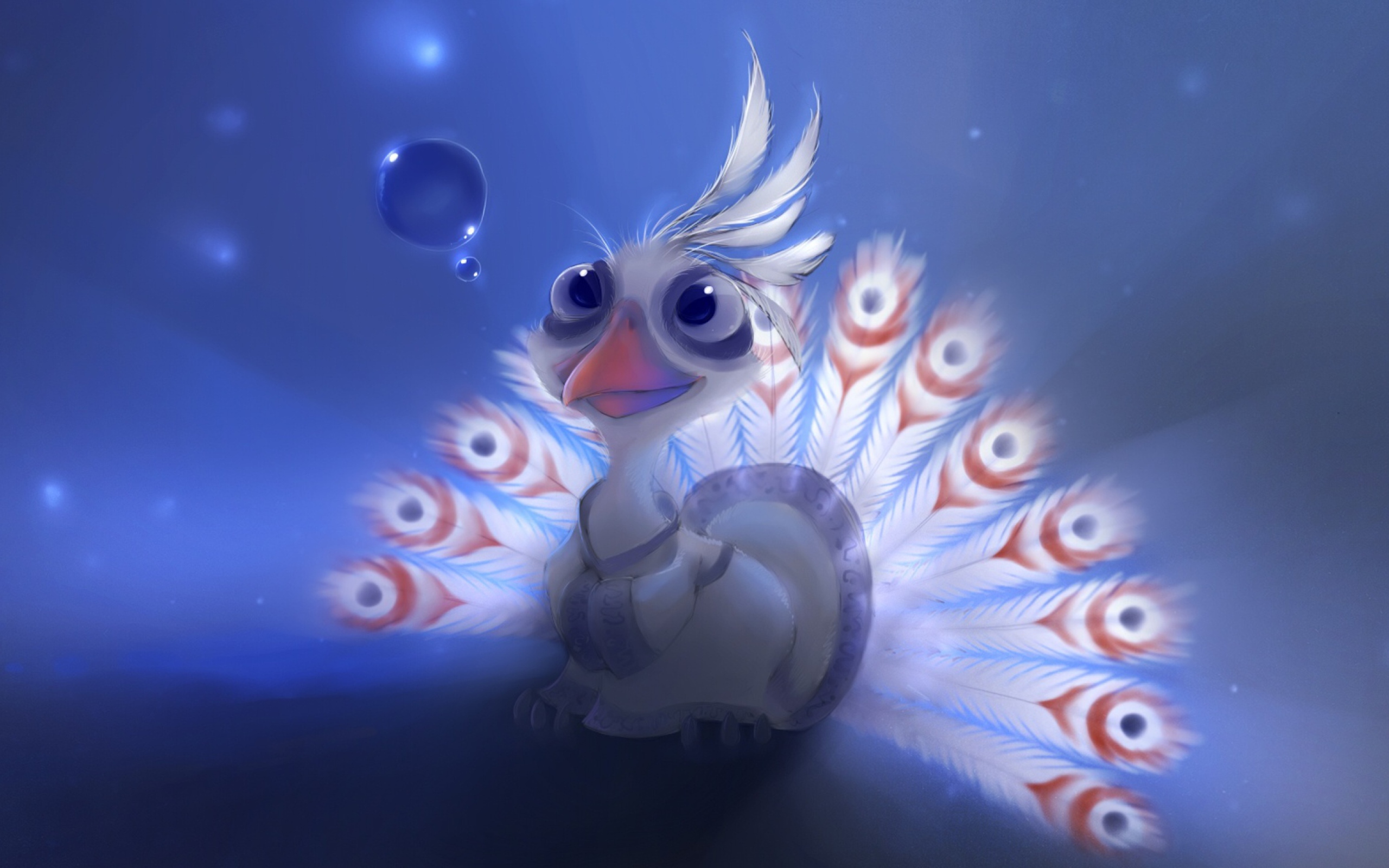 Screenshot №1 pro téma White Peacock Painting 2560x1600