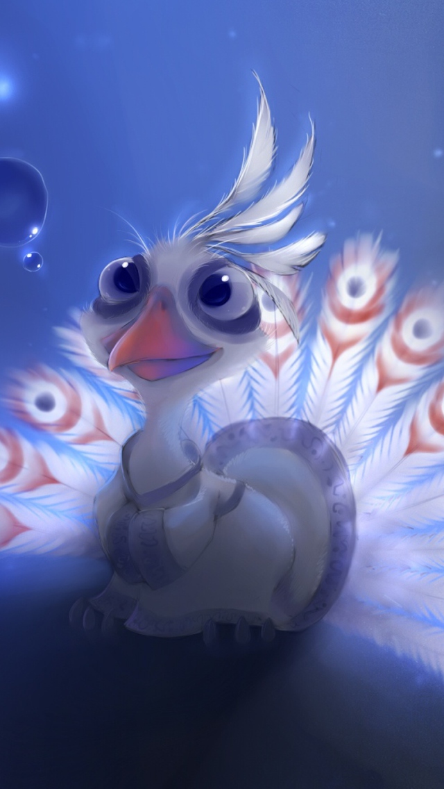 White Peacock Painting wallpaper 640x1136