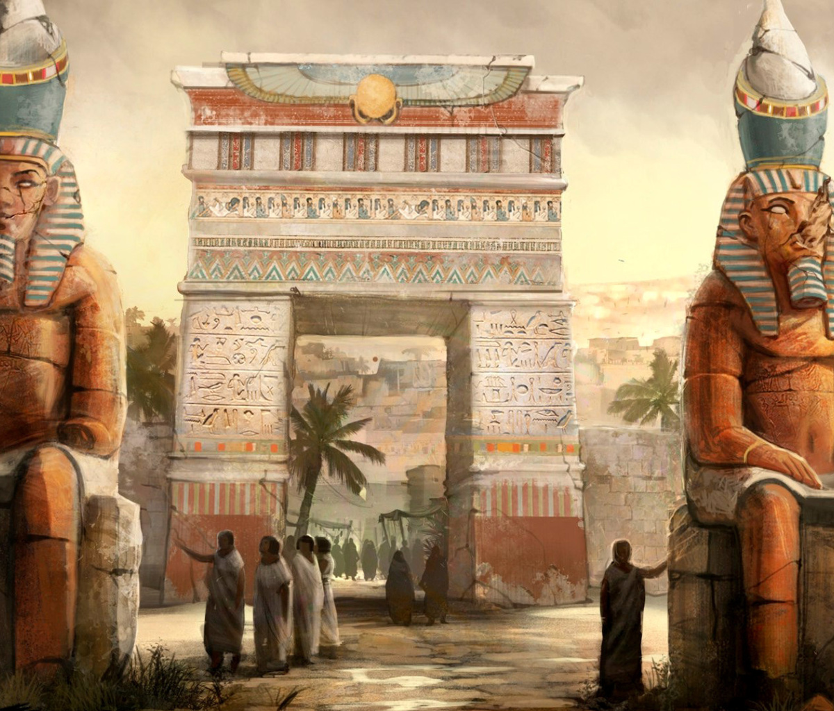 Das Ancient Egypt Statues Wallpaper 1200x1024
