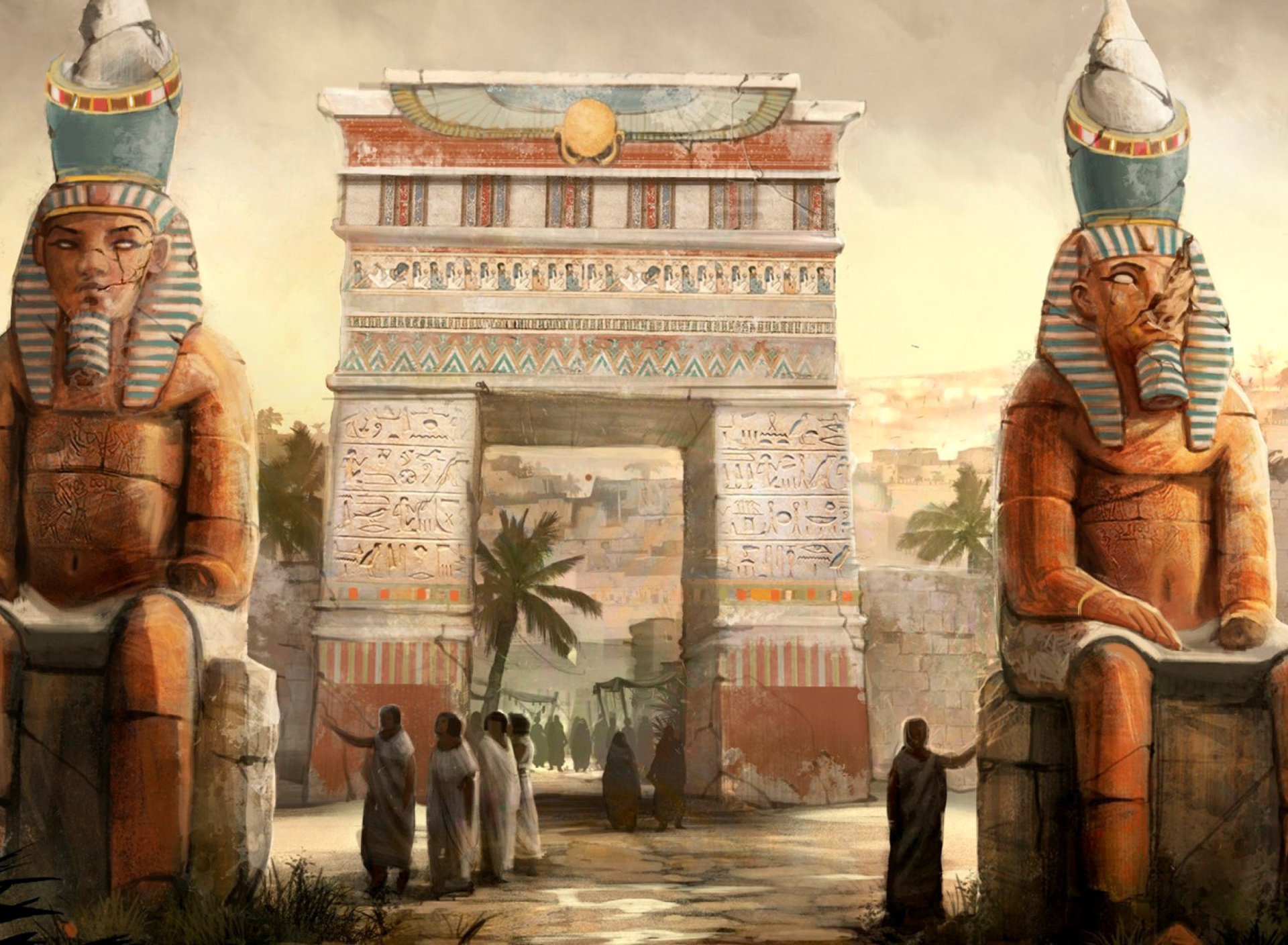 Das Ancient Egypt Statues Wallpaper 1920x1408