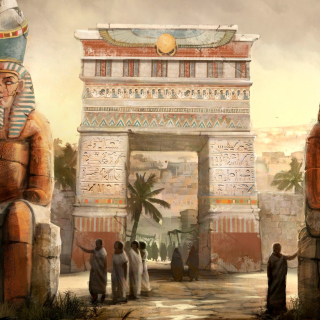 Kostenloses Ancient Egypt Statues Wallpaper für 208x208