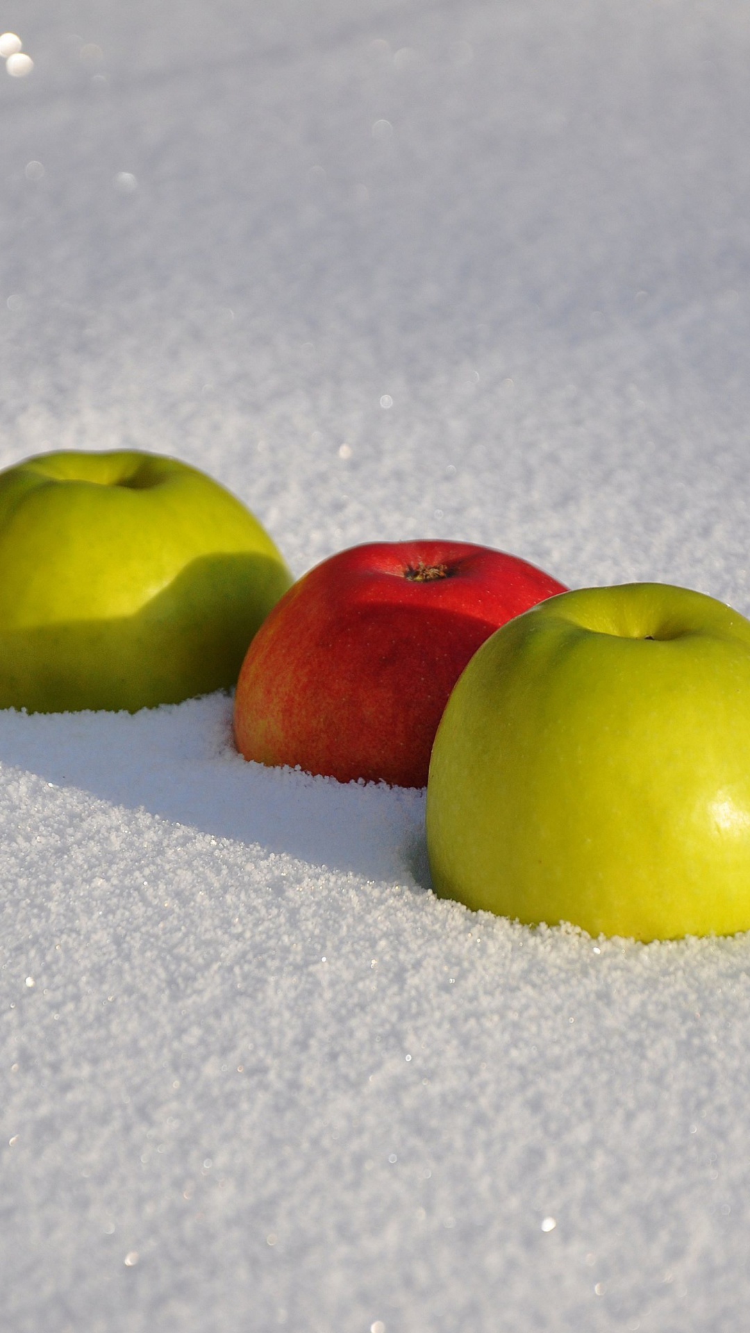 Обои Apples in Snow 1080x1920