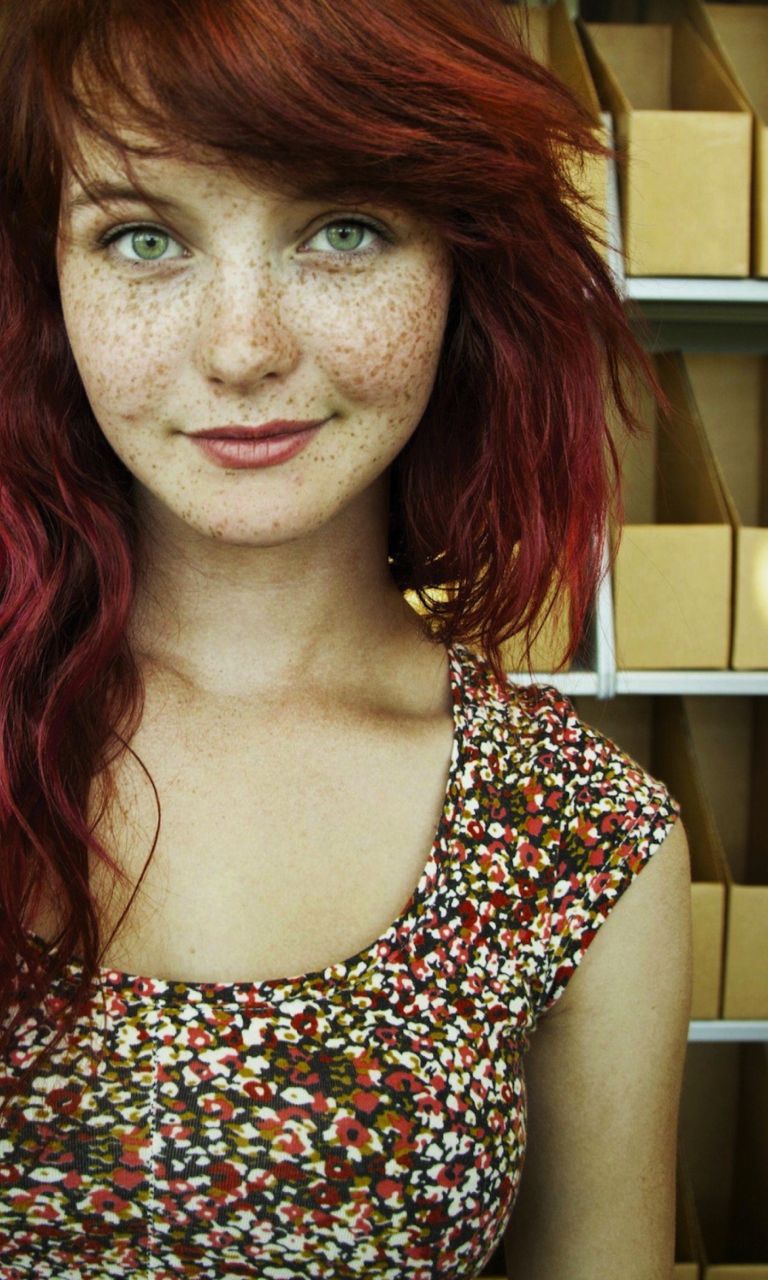 Beautiful Freckled Redhead wallpaper 768x1280