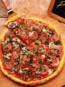 Fondo de pantalla Pizza With Tomatoes And Mushrooms 132x176