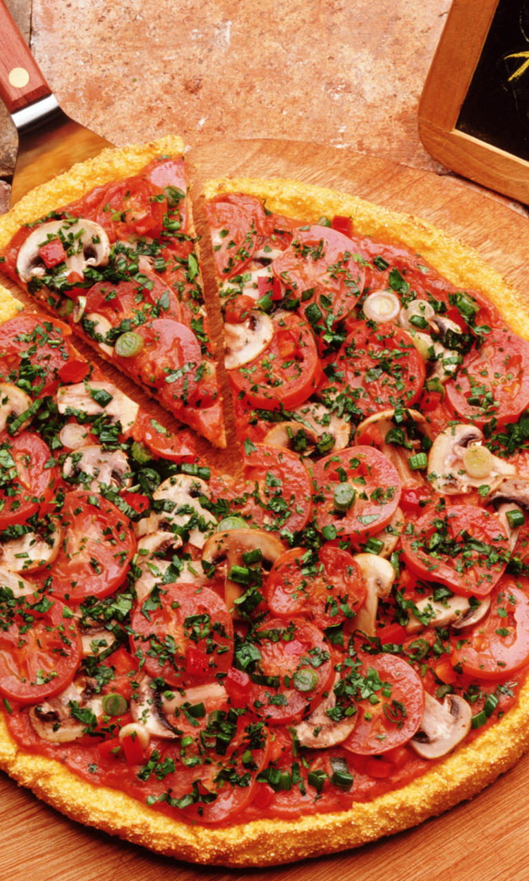 Pizza With Tomatoes And Mushrooms screenshot #1 768x1280