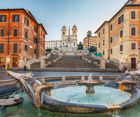 Screenshot №1 pro téma Spanish Steps in Rome and Fontana della Barcaccia 480x400