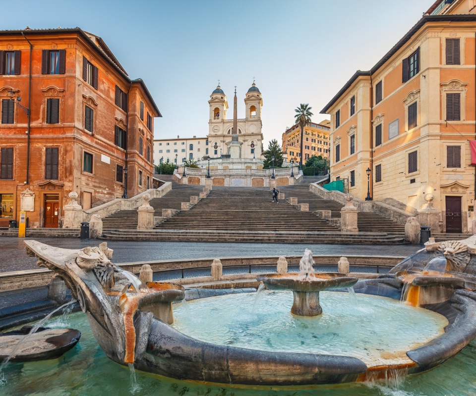 Обои Spanish Steps in Rome and Fontana della Barcaccia 960x800