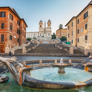 Обои Spanish Steps in Rome and Fontana della Barcaccia для телефона и на рабочий стол 208x208