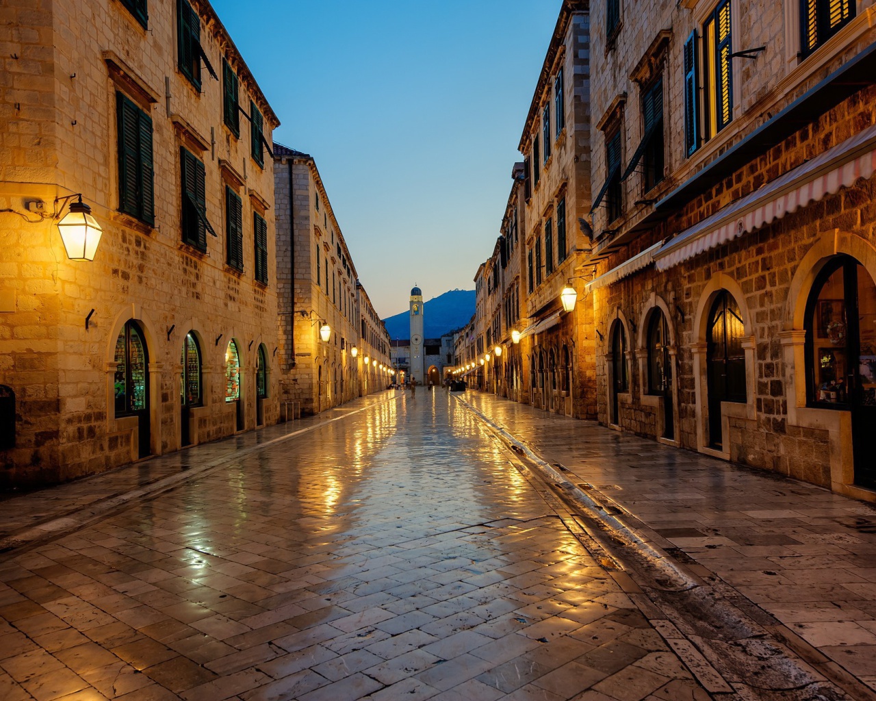 Das Stradun street in Dubrovnik, Croatia Wallpaper 1280x1024
