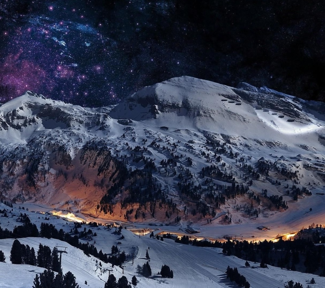 Das Night Mountain Wallpaper 1080x960