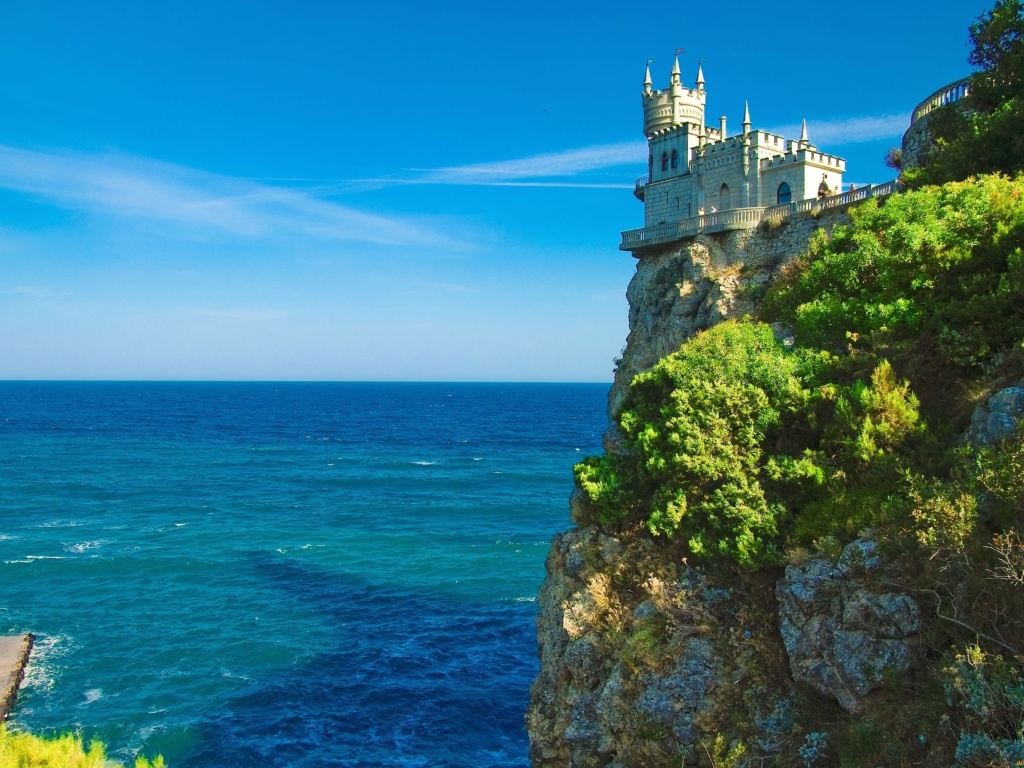 Das Swallows Nest Castle near Yalta Crimea Wallpaper 1024x768