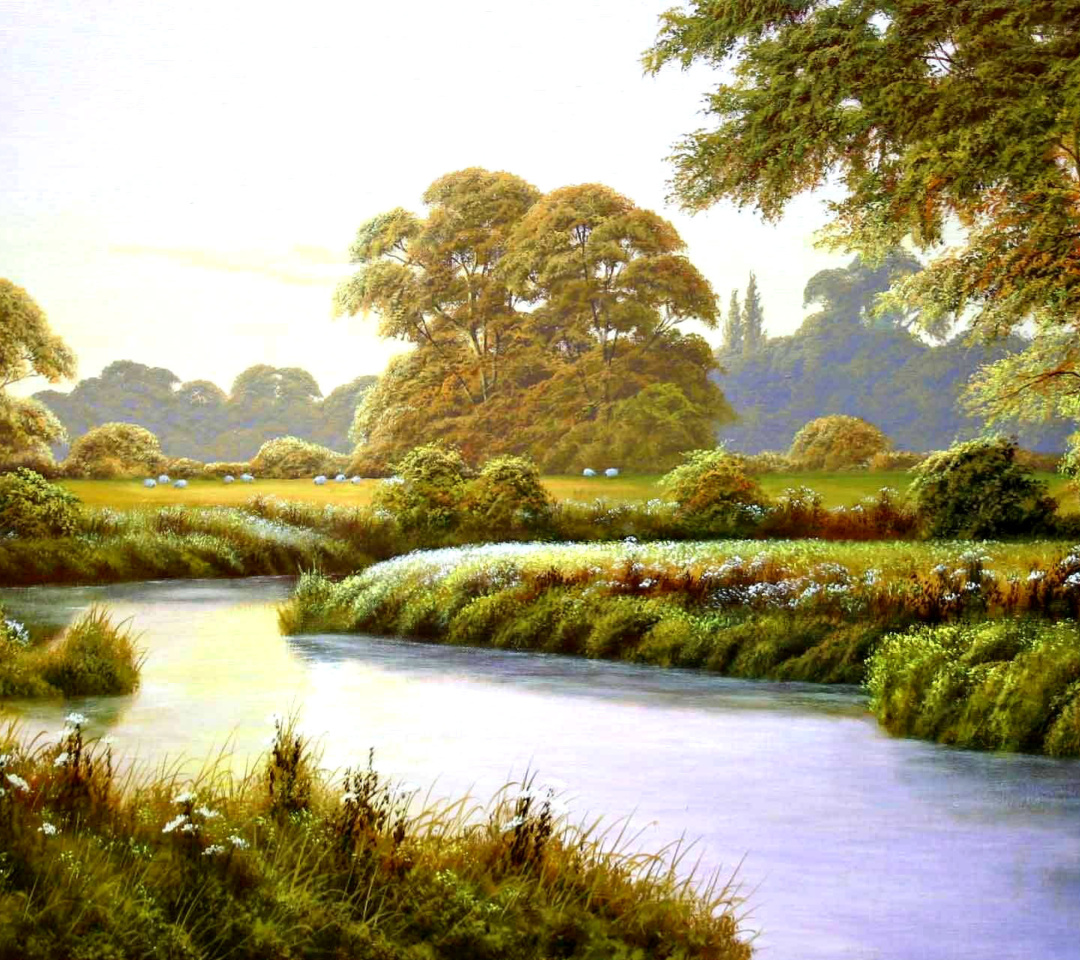 Fondo de pantalla Terry Grundy Autumn Coming Landscape Painting 1080x960
