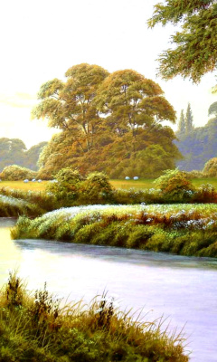 Das Terry Grundy Autumn Coming Landscape Painting Wallpaper 240x400