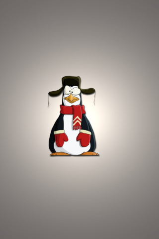 Das Funny Penguin Illustration Wallpaper 320x480