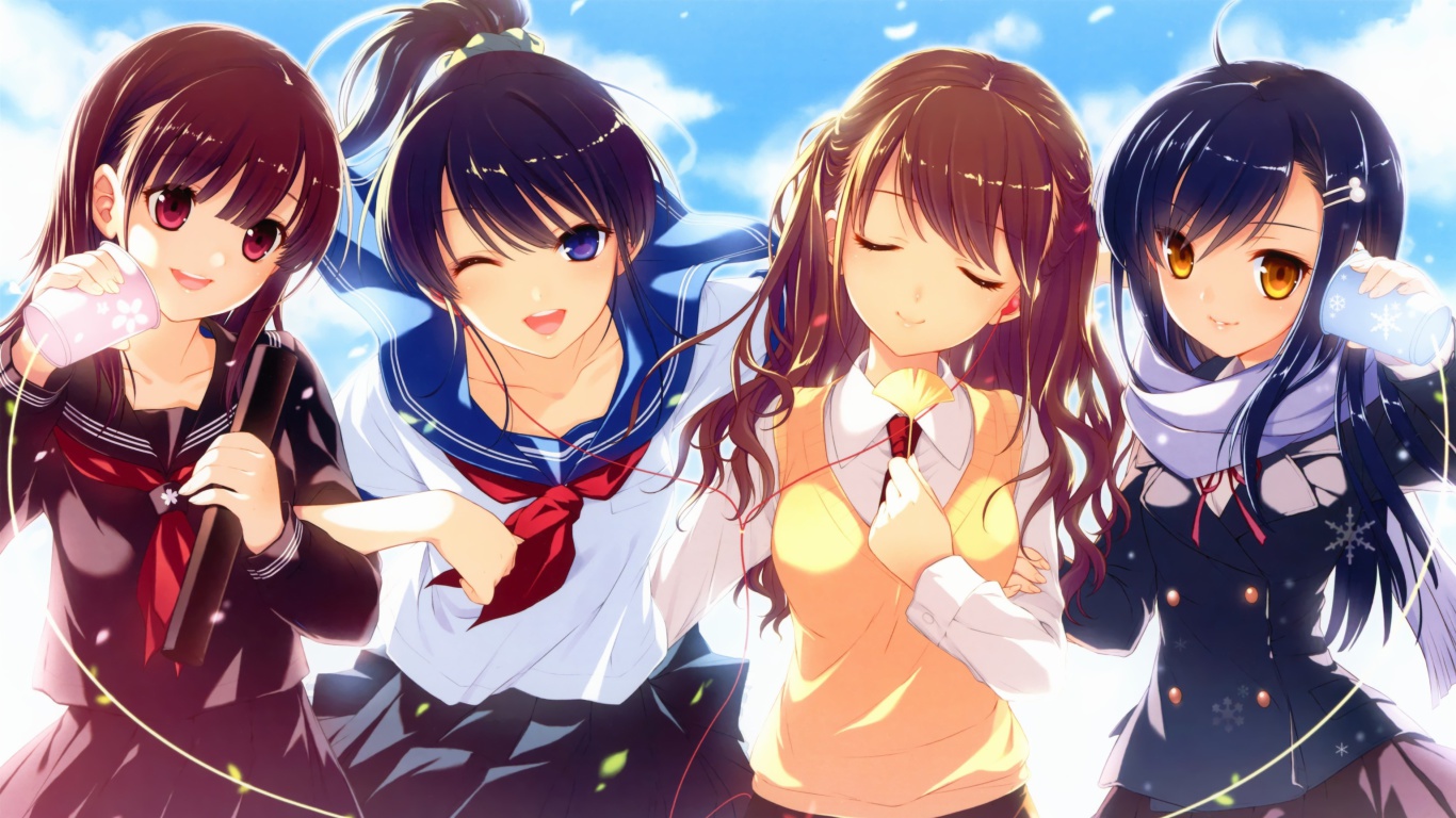 Screenshot №1 pro téma Anime Schoolgirls 1366x768