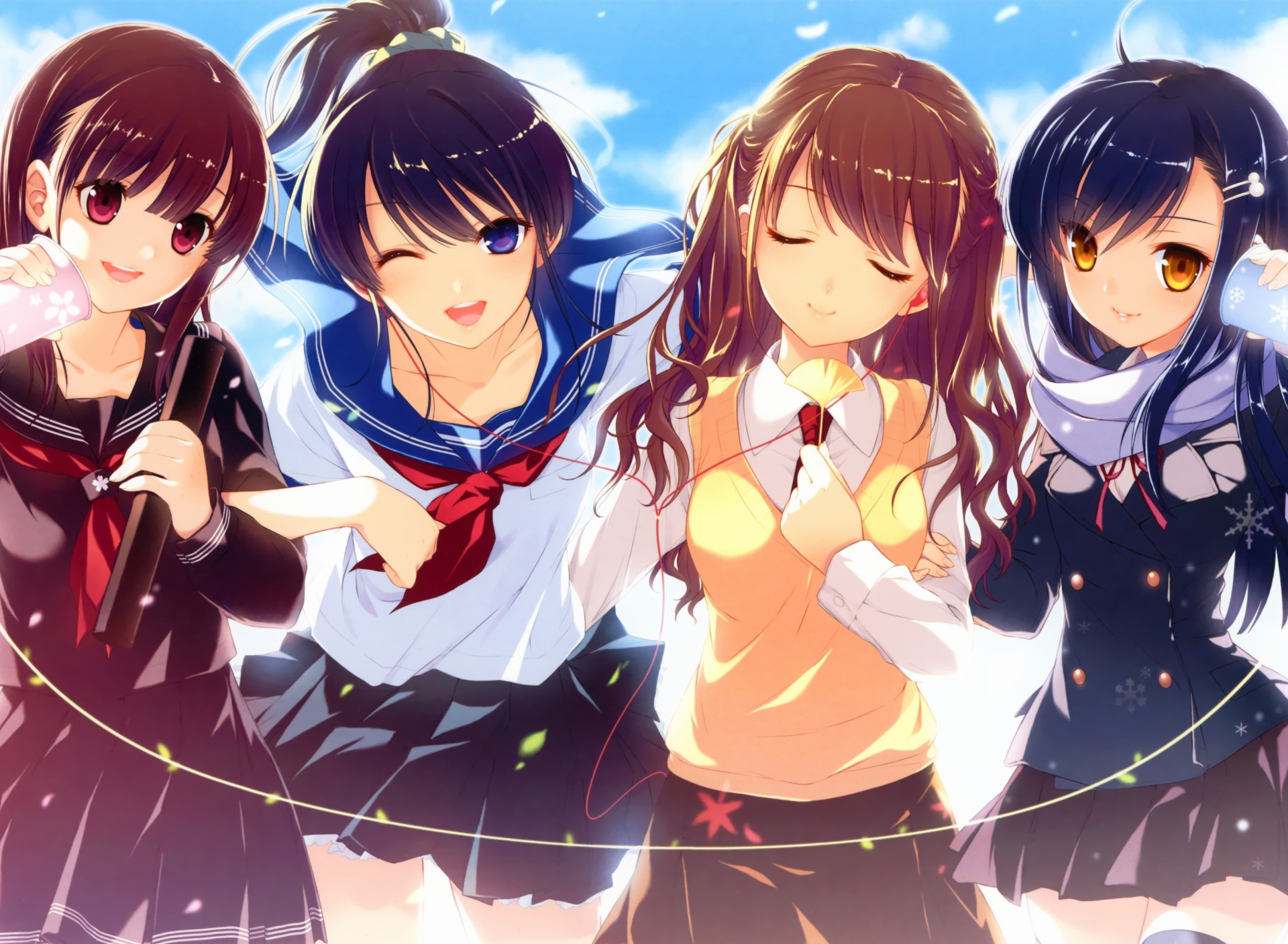 Das Anime Schoolgirls Wallpaper 1920x1408