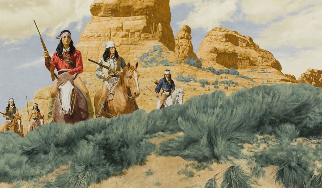 Sfondi Native American Indians Riders 1024x600