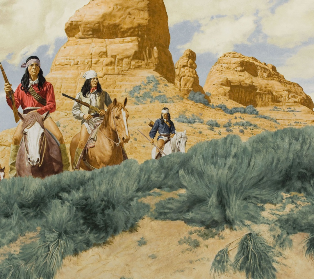 Fondo de pantalla Native American Indians Riders 1080x960