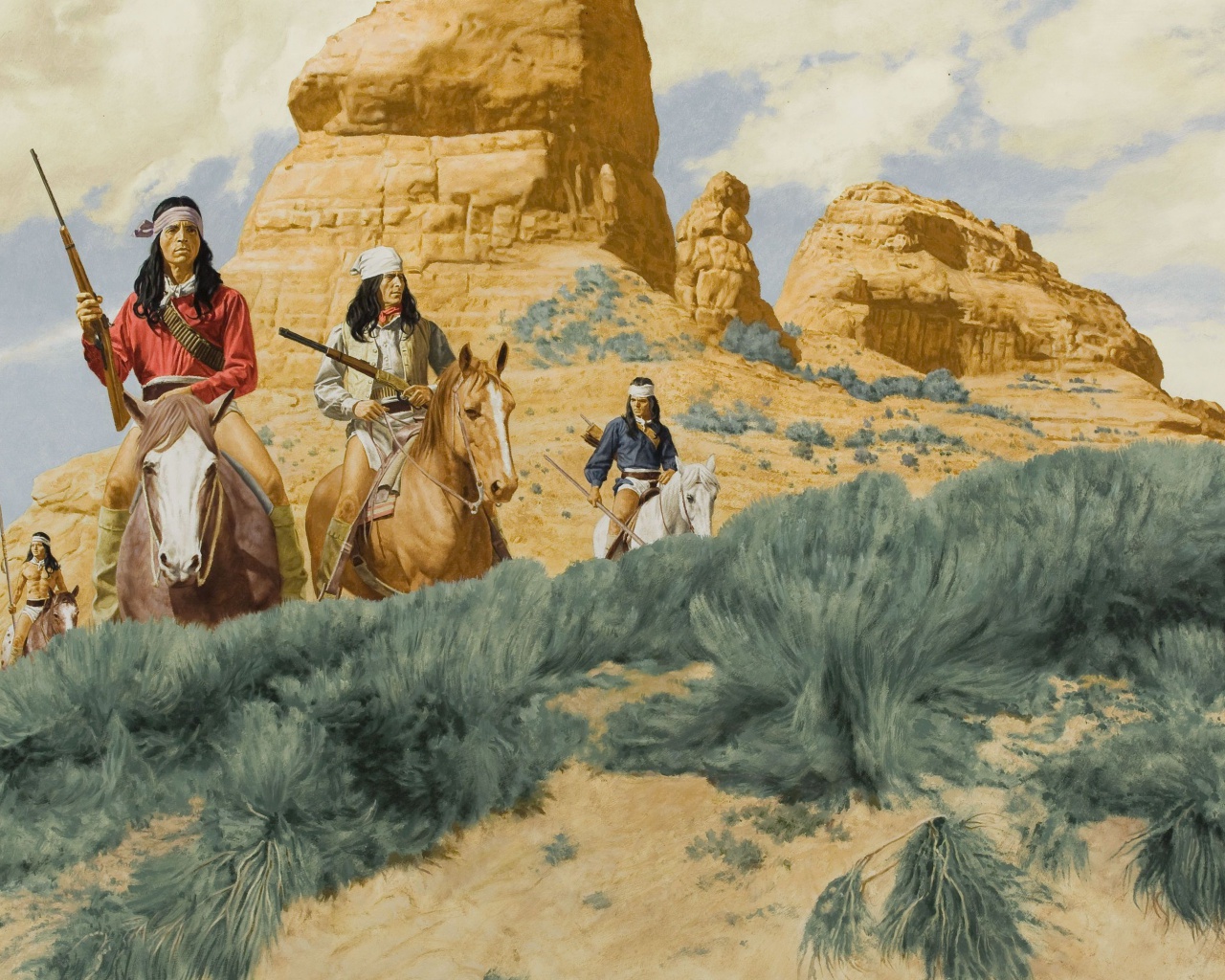 Sfondi Native American Indians Riders 1280x1024