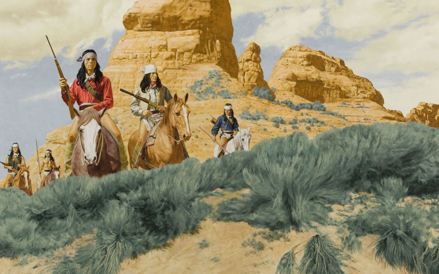 Das Native American Indians Riders Wallpaper 1440x900