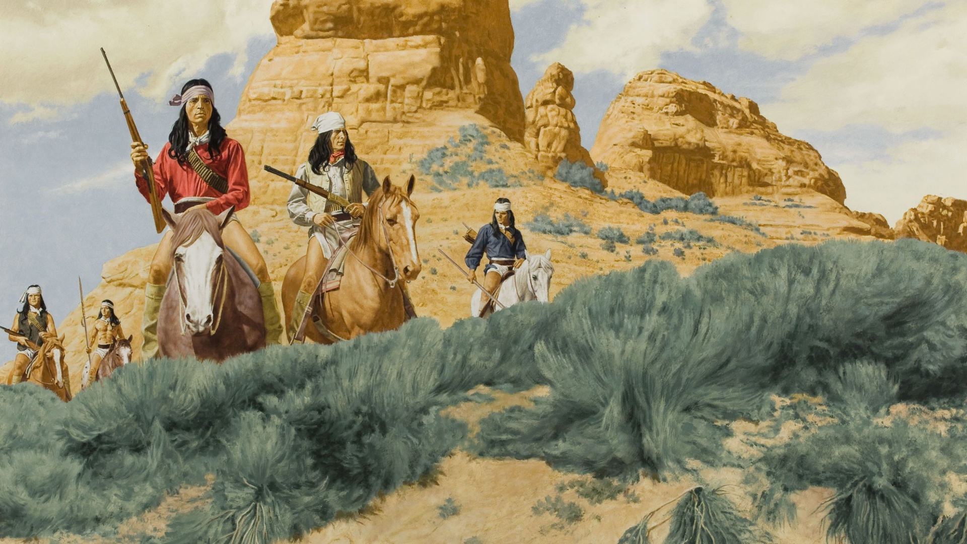 Fondo de pantalla Native American Indians Riders 1920x1080