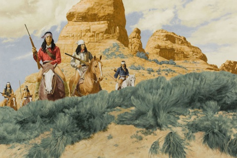 Das Native American Indians Riders Wallpaper 480x320