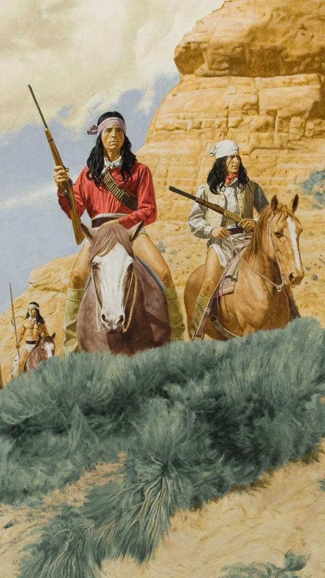 Screenshot №1 pro téma Native American Indians Riders 640x1136