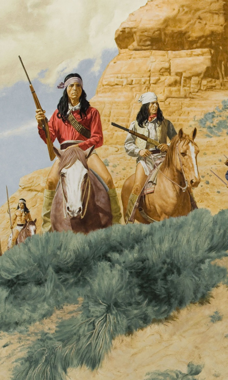 Обои Native American Indians Riders 768x1280