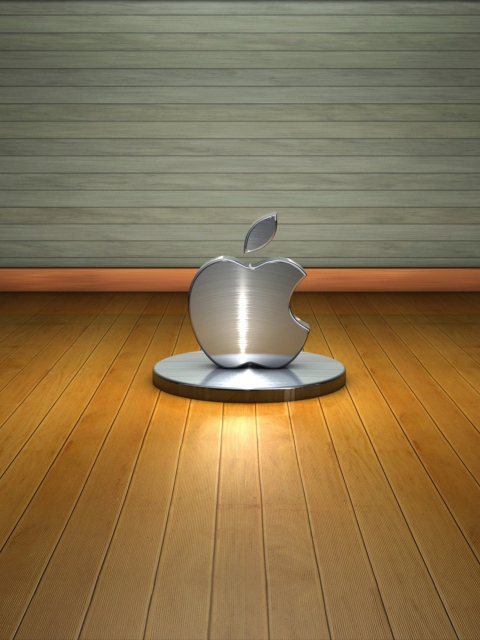 Sfondi Metallic Apple Logo 480x640