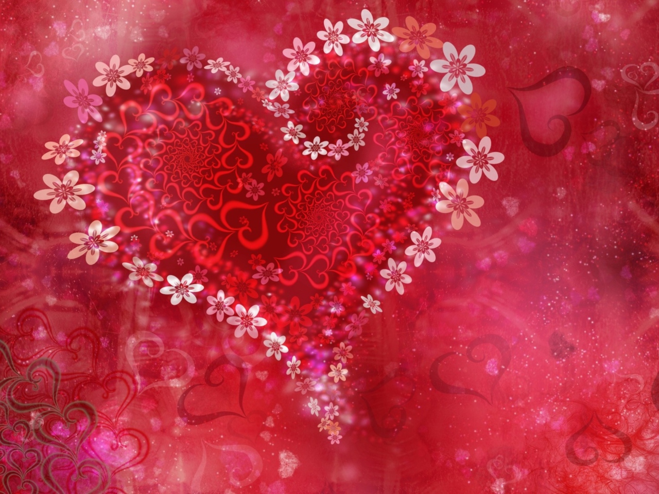Love Heart Flowers wallpaper 1280x960