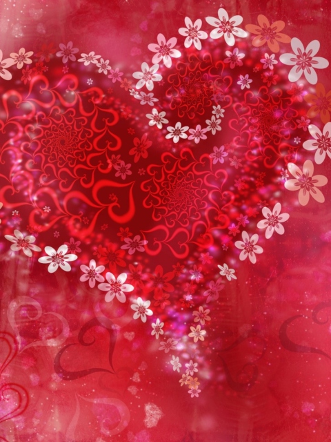 Das Love Heart Flowers Wallpaper 480x640