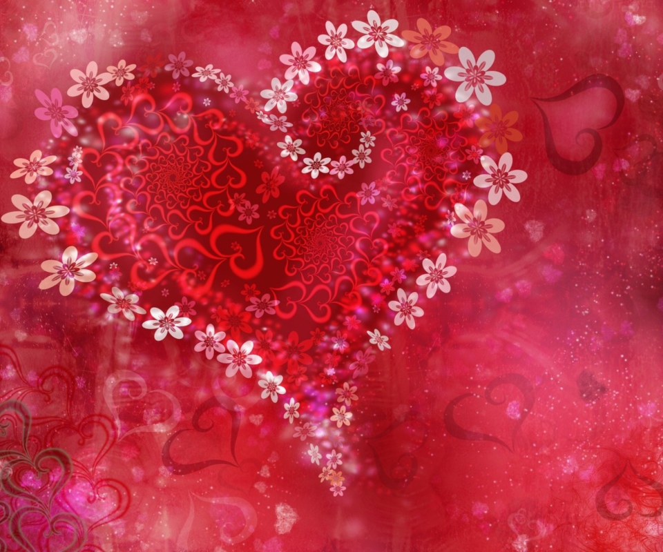 Fondo de pantalla Love Heart Flowers 960x800
