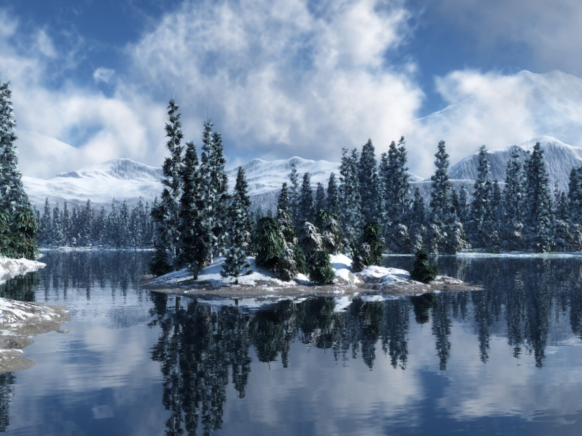 Blue Winter Landscape screenshot #1 1152x864